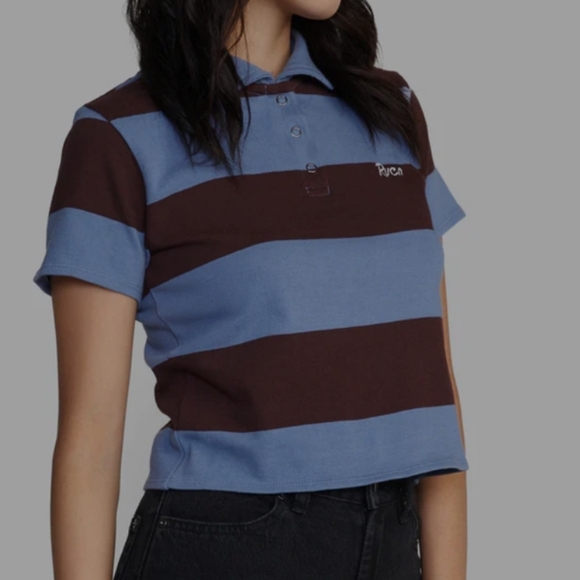 RVCA REPLAY CROPPED POLO TEE - Picture 2 of 8